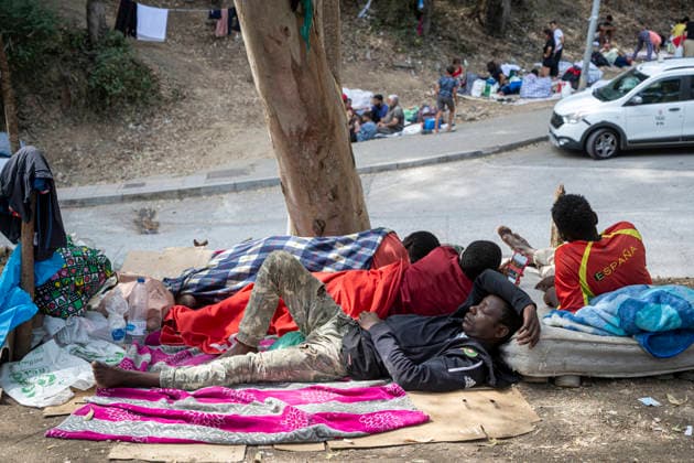 The humanitarian crisis in Ceuta continues. Migrants camped out in front of the CETI in Ceuta, on August 19, 2026, in Ceuta, Spain. Ceuta continues to face a serious humanitarian crisis following the historic mass influx of more than 70,000 migrants who swam across the Tarajal on July 30 and 31. Although the police deployment and border reinforcement by the Moroccan authorities have succeeded in curbing the influx, the autonomous city continues to face a serious humanitarian, health, and security crisis. AUGUST 19, 2026, Spain  Copyright: xMarcosxMorenox 7720989