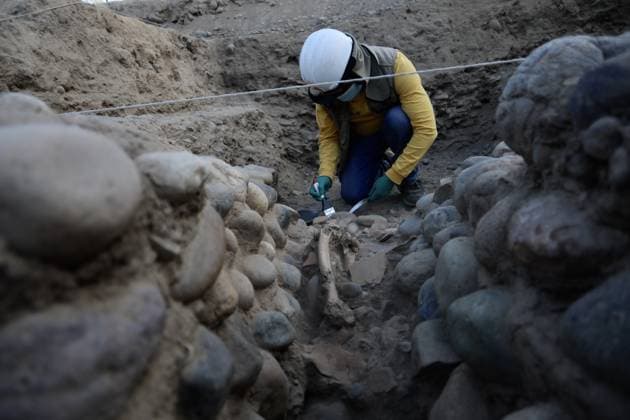 1,400-year-old human remains discovered at Huaca Pucllana in Lima LIMA, PERU - AUGUST 19: Archaeologists work on the excavation of recently discovered skeletal remains at the Huaca Pucllana archaeological site, one of Lima’s main pre-Hispanic landmarks, on August 19, 2026, in Lima, Peru. Klebher Vasquez Anadolu Lima Peru. Editorial use only. Please get in touch for any other usage.  Copyright: x2026xAnadoluxKlebherxVasquezx
