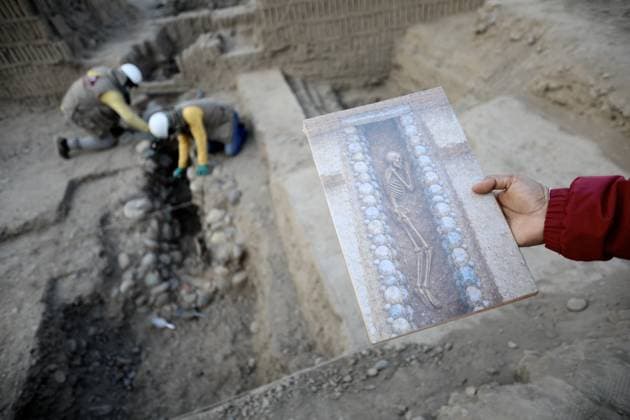 1,400-year-old human remains discovered at Huaca Pucllana in Lima LIMA, PERU - AUGUST 19: Archaeologists work on the excavation of recently discovered skeletal remains at the Huaca Pucllana archaeological site, one of Lima’s main pre-Hispanic landmarks, on August 19, 2026, in Lima, Peru. Klebher Vasquez Anadolu Lima Peru. Editorial use only. Please get in touch for any other usage.  Copyright: x2026xAnadoluxKlebherxVasquezx