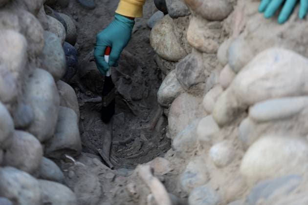 1,400-year-old human remains discovered at Huaca Pucllana in Lima LIMA, PERU - AUGUST 19: Archaeologists work on the excavation of recently discovered skeletal remains at the Huaca Pucllana archaeological site, one of Lima’s main pre-Hispanic landmarks, on August 19, 2026, in Lima, Peru. Klebher Vasquez Anadolu Lima Peru. Editorial use only. Please get in touch for any other usage.  Copyright: x2026xAnadoluxKlebherxVasquezx