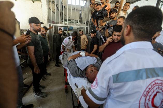 Medics Evacuate Wounded After Israeli Strike in Gaza City Medics transport wounded Palestinians to al-Shifa Hospital after an Israeli airstrike targeted a Palestinian police headquarters in central Gaza City, on August 19, 2026. Medical sources said nine Palestinians were killed and more than 15 others were wounded in the strike. Photo by Bilal Osama apaimages Gaza city Gaza Strip Palestinian Territory 190826_Gaza_BO_02(9) Copyright: xapaimagesxBilalxOsamax xapaimagesx