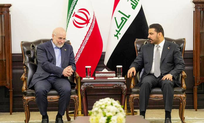 Mohammad Bagher Ghalibaf - Ali al-Zaidi meeting in Baghdad BAGHDAD, IRAQ - AUGUST 19: (----EDITORIAL USE ONLY – MANDATORY CREDIT - IRAQI PRIME MINISTRY HANDOUT - NO MARKETING NO ADVERTISING CAMPAIGNS - DISTRIBUTED AS A SERVICE TO CLIENTS----) Iran s Parliament Speaker Mohammad Bagher Ghalibaf (L) meets with Iraqi Prime Minister Ali al-Zaidi (R) in Baghdad, Iraq on August 19, 2026. Iraqi Prime Ministry Handout Anadolu Baghdad Iraq. Editorial use only. Please get in touch for any other usage.  Copyright: x2026xAnadoluxIraqixPrimexMinistryx xHandoutx