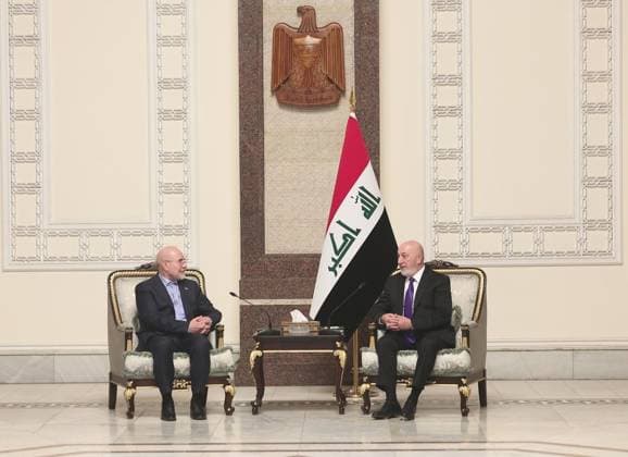 Mohammad Bagher Ghalibaf - Nizar Amidi meeting in Baghdad BAGHDAD, IRAQ - AUGUST 19: (----EDITORIAL USE ONLY – MANDATORY CREDIT - IRAQI PRESIDENCY HANDOUT - NO MARKETING NO ADVERTISING CAMPAIGNS - DISTRIBUTED AS A SERVICE TO CLIENTS----) Iran s Parliament Speaker Mohammad Bagher Ghalibaf (L) meets with Iraqi President Nizar Amidi (R) in Baghdad, Iraq on August 19, 2026. Iraqi Presidency Handout Anadolu Baghdad Iraq. Editorial use only. Please get in touch for any other usage.  Copyright: x2026xAnadoluxIraqixPresidencyx xHandoutx