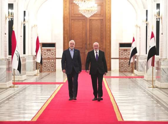 Mohammad Bagher Ghalibaf - Nizar Amidi meeting in Baghdad BAGHDAD, IRAQ - AUGUST 19: (----EDITORIAL USE ONLY – MANDATORY CREDIT - IRAQI PRESIDENCY HANDOUT - NO MARKETING NO ADVERTISING CAMPAIGNS - DISTRIBUTED AS A SERVICE TO CLIENTS----) Iran s Parliament Speaker Mohammad Bagher Ghalibaf (L) meets with Iraqi President Nizar Amidi (R) in Baghdad, Iraq on August 19, 2026. Iraqi Presidency Handout Anadolu Baghdad Iraq. Editorial use only. Please get in touch for any other usage.  Copyright: x2026xAnadoluxIraqixPresidencyx xHandoutx