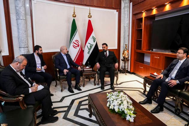 Iranian Parliament Speaker Mohammad Bagher Ghalibaf visits Iraq Iran s Parliament Speaker Mohammad Bagher Ghalibaf and his Iraqi counterpart Haibat al-Halbousi attend a meeting at the parliament building in Baghdad on August 19, 2026. Baghdad Baghdad Iraq Copyright: xHamedxMalekpourx