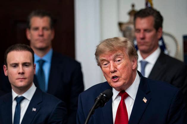 The White House WASHINGTON, DC - AUGUST 19: US President Donald Trump speaks during a meeting with technology leaders in the Roosevelt Room of the White House in Washington, DC, US, on Wednesday, Aug. 19, 2026. (Photo by Al Drago for The Washington Post) Washington DC United States  Copyright: xPool ABACAx