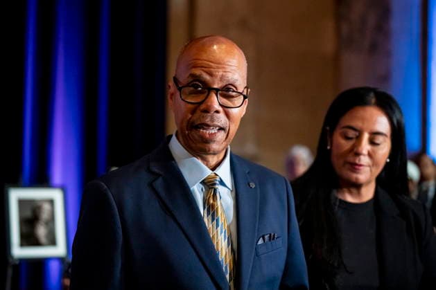 August 19, 2026, Montreal, Pq, CANADA: Richard Jones, son of late jazz pianist Oliver Jones, gives remarks alongside Montreal Mayor Soraya Martinez Ferrada, during a ceremony at MontrealöÄÃ s city hall, on Wednesday, Aug. 19, 2026. Montreal CANADA  - ZUMAc35_ 20260819_zaf_c35_074 Copyright: xChristopherxKatsarovx