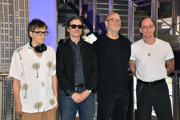 NEW YORK, NY - AUGUST 19: Weezer light the Empire State Building to Celebrate the Release of Weezer (The Gold Album) in Support of Hearts of Gold on August 19, 2026 in New York City. Copyright: xmpi099 MediaPunchx
