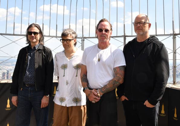 NEW YORK, NY - AUGUST 19: Weezer light the Empire State Building to Celebrate the Release of Weezer (The Gold Album) in Support of Hearts of Gold on August 19, 2026 in New York City. Copyright: xmpi099 MediaPunchx