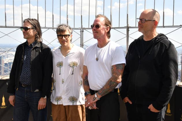 NEW YORK, NY - AUGUST 19: Weezer light the Empire State Building to Celebrate the Release of Weezer (The Gold Album) in Support of Hearts of Gold on August 19, 2026 in New York City. Copyright: xmpi099 MediaPunchx