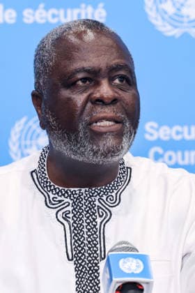 August 19, 2026, New York, New York, United States: Ambassador LEWIS GARSEEDAH BROWN II, Permanent Representative of Liberia to the United Nations, deliversthe statement on behalf of the group, joined by incoming Council members Austria, Kyrgyzstan, Portugal, Trinidad and Tobago and Zimbabwe, the elected (E-10) and incoming members of the Security Council for 2027.-2028, New York United States - ZUMAo116 20260819_znp_o116_026 Copyright: xBiancaxOterox