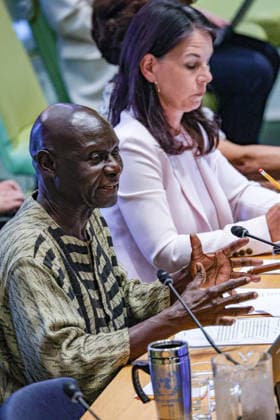 August 19, 2026, New York, New York, United States: OLARA OTUNNU of Uganda, candidate for the position of UN Secretary-General, addresses Member States and civil society during an informal interactive dialogue at UNHQ. PGA ANNALENA BAERBOCK (R) sits next to him on the panel. Otunnu outlined his vision for the organisation, emphasising reform, institutional effectiveness and the need to strengthen the UNÃ¢â‚¬â ¢s role in addressing global divisions. The dialogue forms part of the selection process for the next Secretary-General, who will succeed ANTONIO GUTERRES when his second term concludes at the end of 2026. New York United States - ZUMAo116 20260819_znp_o116_084 Copyright: xBiancaxOterox