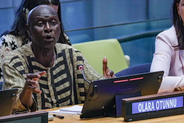August 19, 2026, New York, New York, United States: OLARA OTUNNU of Uganda, candidate for the position of UN Secretary-General, addresses Member States and civil society during an informal interactive dialogue at UNHQ. Otunnu outlined his vision for the organisation, emphasising reform, institutional effectiveness and the need to strengthen the UNÃ¢â‚¬â ¢s role in addressing global divisions. The dialogue forms part of the selection process for the next Secretary-General, who will succeed ANTONIO GUTERRES when his second term concludes at the end of 2026. New York United States - ZUMAo116 20260819_znp_o116_090 Copyright: xBiancaxOterox