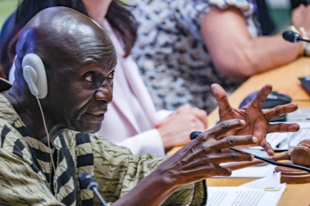 August 19, 2026, New York, New York, United States: OLARA OTUNNU of Uganda, candidate for the position of UN Secretary-General, addresses Member States and civil society during an informal interactive dialogue at UNHQ. Otunnu outlined his vision for the organisation, emphasising reform, institutional effectiveness and the need to strengthen the UNÃ¢â‚¬â ¢s role in addressing global divisions. The dialogue forms part of the selection process for the next Secretary-General, who will succeed ANTONIO GUTERRES when his second term concludes at the end of 2026. New York United States - ZUMAo116 20260819_znp_o116_103 Copyright: xBiancaxOterox