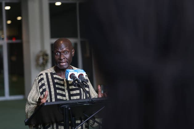 August 19, 2026, New York, New York, United States: OLARA OTUNNU of Uganda, candidate for the position of UN Secretary-General, speaks to the press at the General Assembly stakeout at UNHQ following his informal interactive dialogue with Member States. Otunnu called for continued reform and moral renewal within the UN, stressing the need for the organisation to bridge growing global divisions. His appearance comes ahead of the second Security Council straw poll in the selection process for the next Secretary-General, scheduled for 21 August 2026. New York United States - ZUMAo116 20260819_znp_o116_115 Copyright: xBiancaxOterox