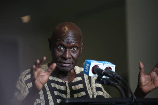 August 19, 2026, New York, New York, United States: OLARA OTUNNU of Uganda, candidate for the position of UN Secretary-General, speaks to the press at the General Assembly stakeout at UNHQ following his informal interactive dialogue with Member States. Otunnu called for continued reform and moral renewal within the UN, stressing the need for the organisation to bridge growing global divisions. His appearance comes ahead of the second Security Council straw poll in the selection process for the next Secretary-General, scheduled for 21 August 2026. New York United States - ZUMAo116 20260819_znp_o116_118 Copyright: xBiancaxOterox