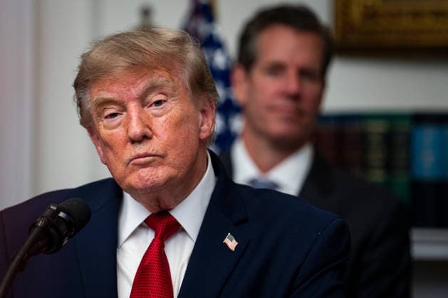 Trump Meets Technology Leaders WASHINGTON, DC - AUGUST 19: US President Donald Trump during a meeting with crypto and prediction market executives in the Roosevelt Room of the White House in Washington, DC, US, on Wednesday, Aug. 19, 2026. Credit: CNP AdMedia Washington District of Columbia United States of America EDITORIAL USE ONLY  Copyright: xx CNPx xAdMediax admphotosthree012103