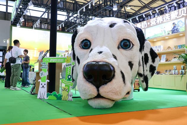 SHANGHAI, CHINA - AUGUST 19: A general view shows a pet product booth during the opening of the 28th Asian Pet Exhibition at Shanghai New International Expo Center on August 19, 2026 in Shanghai, China. The exhibition features an upgraded plan for new product launches in the Asia-Pacific region, with over 100 global debuts covering pet food, household items, smart devices, and healthcare.  Copyright: xVCGx 111660914164