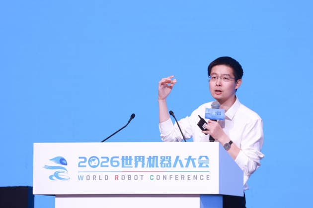 BEIJING, CHINA - AUGUST 20: Wang Xingxing, founder of Unitree Robotics, delivers a keynote speech during the main forum of the 2026 World Robot Conference on August 20, 2026 in Beijing, China. Themed Human-Robot Symbiosis, Production-Demand Convergence, the 2026 edition of the conference kicked off in Beijing on August 19.  Copyright: xVCGx 111661010148