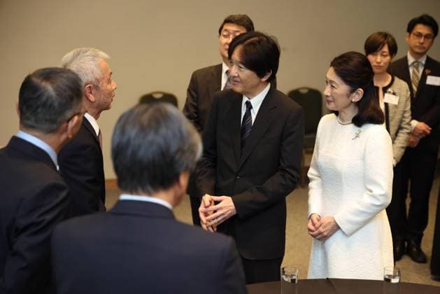 Japan crown prince, crown princess in Paraguay Japan s Crown Prince Fumihito (C) and Crown Princess Kiko meet with Japanese nationals living in Paraguay on Aug. 19, 2026, near Asuncion during their official trip to Paraguay to mark 90 years of Japanese emigration to the South American country. (Pool Photo)  A14AA0005626278P