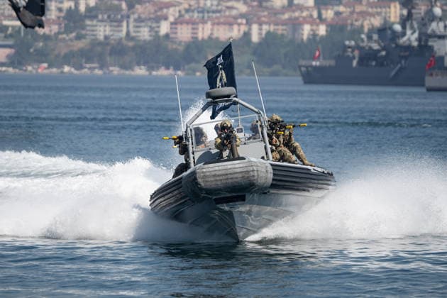 TEKNOFEST Blue Homeland KOCAELI, TURKIYE - AUGUST 20: A military demonstration is held as part of the TEKNOFEST Blue Homeland at the Golcuk Naval Shipyard Command in Kocaeli, Turkiye, on August 20, 2026. Organized under the main leadership of the Turkish National Defense Ministry and the Turkish Technology Team Foundation (T3 Foundation), with Anadolu as the Global Communication Partner, the event showcases Turkiye s maritime power, defense capabilities, and indigenous technologies. Gathering technology and defense industry enthusiasts around a maritime focus, the festival will welcome visitors through August 23. Celal Gunes Anadolu Kocaeli Turkey. Editorial use only. Please get in touch for any other usage.  Copyright: x2026xAnadoluxCelalxGunesx