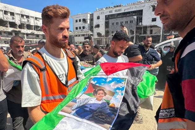 PALESTINIAN TERRITORIES, GAZA CITY - AUGUST 20, 2026: A farewell ceremony takes place for 50 members of three local families lost to the first months of Israeli airstrikes in 2023, their bodies just retrieved from the rubble. Khasan Alzaanin TASS  96376241