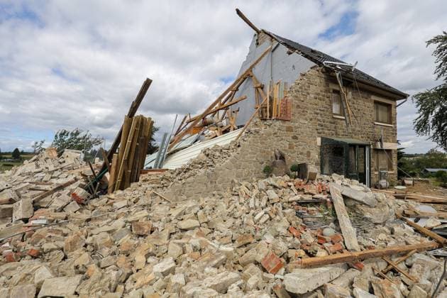 A house is destroyed, after yesterday s passage of a mini-tornado in Bullingen, pictured taken on Thursday 20 August 2026. The Belgian Eifel region got hit by whirlwind and severe thunderstorms on Wednesday evening.  JULIENxWARNAND 183826025