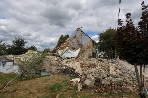 A house is destroyed, after yesterday s passage of a mini-tornado in Bullingen, pictured taken on Thursday 20 August 2026. The Belgian Eifel region got hit by whirlwind and severe thunderstorms on Wednesday evening.  JULIENxWARNAND 183826035