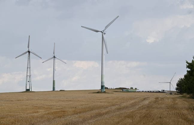 A 30-metre-tall wind turbine, right, collapsed near Potstat in northern Moravia, Czech Republic, on August 20, 2026, and nobody was injured due to it. The Potstat wind turbine was one of the oldest wind power plants in Czechia, it was more than 25 years old. As far as it is known, this is the first time a wind turbine has fallen in the country. (CTKxPhoto LudekxPerina) CTKPhotoP2026082005199  CTKPhotoP2026082005199