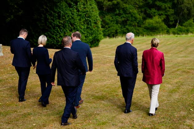 Denmark Nordic Summer Meeting The Noirdic leaders walk the garden of Marienborg as The Prime Minister of Denmark and the Faroese Prime Minister are hosting the Nordic heads of government at Hoevelte Barracks and Marienborg on Thursday, August 20, 2026. The summer meeting begins with a visit to Hoevelte Barracks, where the leaders are shown modern military capabilities. The meeting then continues at Marienborg, where they will discuss, among other things, closer Nordic defense cooperation, the Nordic region s role in the geopolitical situation, and the protection of children and young people online. (Photo: Mads Claus Rasmussen Scanpix 2026) , Hoevelte and Kgs. Lyngby Denmark *** Denmark Nordic Summer Meeting: The Nordic leaders stroll thr  Copyright: MadsxClausxRasmussenx spdk20260820-160731-L