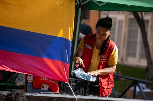 August 20, 2026, Madrid, Spain: A volunteer from the Madrina Foundation prepares supplies to send to the areas most affected by the earthquake in Colombia. The Madrina Foundation is collecting, organizing, and transporting humanitarian aid to the communities in Colombia most affected by the earthquake. Madrid Spain - ZUMAs197 20260820_aaa_s197_035 Copyright: xDavidxCanalesx