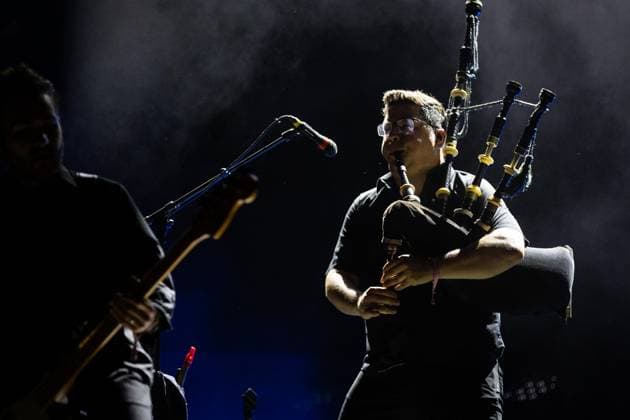 Dropkick Murphys at Vilar de Mouros in Vilar de Mouros, Portugal - 20 Aug 2026 Multi?instrumentalist Jeff DaRosa of the American Celtic?punk band Dropkick Murphys performs on bagpipes during the second day of the Vilar de Mouros Festival, marking the final show of their tour. Vilar de Mouros Portugal Copyright: xDiogoxBaptistax xSOPAxImagesx DB_DropkickMruphys20260819_001