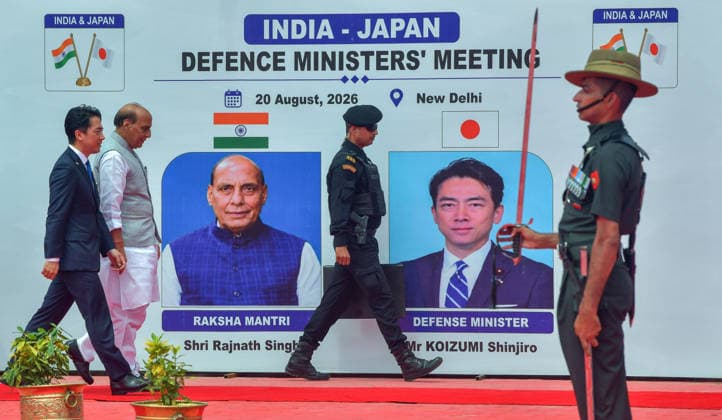 India-Japan Defence Ministers Meeting in New Delhi New Delhi, Aug 20 (ANI): Japan s Defence Minister ShinjirÅ Koizumi and Union Defence Minister Rajnath Singh attend the India-Japan Defence Ministers Meeting at Manekshaw Centre, in New Delhi on Thursday. NEW DELHI Delhi India Copyright: xANIx ANI_20260820190