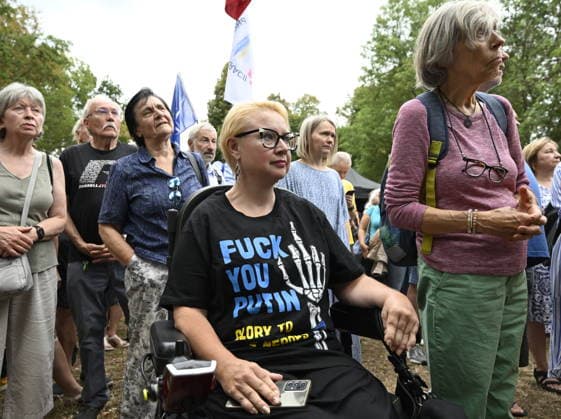 The meeting entitled Go Home, Ivan! on anniversary of 1968 occupation of Czechoslovakia by Warsaw Pact troops and expressing solidarity with people in Ukraine took place on the Boris Nemtsov Square, in Prague, Czech Republic, on August 20, 2026. (CTKxPhoto MichalxKrumphanzl) CTKPhotoP2026082006523  CTKPhotoP2026082006523