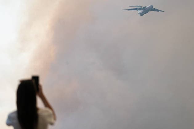 August 20, 2026, Grebenac, Vojvodina, Serbia: 2026820, Grebenac, Serbia - An Ilyushin Il-76 aircraft belonging to the Russian Ministry of Emergency Situations (EMERCOM) drops water over a massive wildfire in the Deliblato Sands (Deliblatska Pescara) Special Nature Reserve. The Russian water bomber was deployed to assist Serbian emergency services in battling the blaze in the strictly protected natural area, often referred to as the European Sahara. Grebenac Serbia - ZUMAd223 20260820_zip_d223_006 Copyright: xMarkoxDimicx