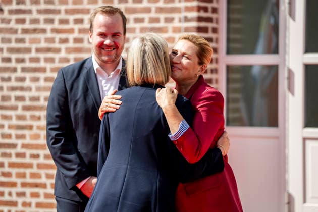 Denmark Nordic Summer Meeting Prime Minister Mette Frederiksen, the Faroese Prime Minister Beinir Johannesen, and Iceland s Prime Minister Kristrun Frostadottir at Hoevelte Barracks on Thursday, August 20, 2026. The summer meeting begins with a visit to Hoevelte Barracks, where the leaders are shown modern military capabilities. The meeting then continues at Marienborg, where they will discuss, among other things, closer Nordic defense cooperation, the Nordic role in the geopolitical situation, and the protection of children and young people online. (Photo: Mads Claus Rasmussen Ritzau Scanpix) , Kongens Lyngby Denmark *** Denmark Nordic Summer Meeting: Prime Minister Mette Frederiksen, Faroese Prime Minister Beinir Johannesen, and Iceland  Copyright: RitzauxScanpix MadsxClausxRasmussenx spdk20260820-195138-L