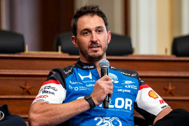 Graham Rahal, driver of the No. 15 Honda for Rahal Letterman Lanigan Racing speaks during a media preview for the Freedom 250 Grand Prix on Capitol Hill in Washington, DC on Thursday, August 20, 2026. The Freedom 250 Grand Prix, taking place August 22-23, is the first auto race on the National Mall and features seven turns within a with a 1.66 mile course around Washington s landmarks.  WAP20260820306 BONNIExCASH