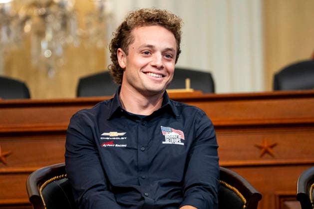Santino Ferrucci, driver of the No. 14 Chevrolet for AJ Foyt Racing looks on during a media preview for the Freedom 250 Grand Prix on Capitol Hill in Washington, DC on Thursday, August 20, 2026. The Freedom 250 Grand Prix, taking place August 22-23, is the first auto race on the National Mall and features seven turns within a with a 1.66 mile course around Washington s landmarks.  WAP20260820312 BONNIExCASH