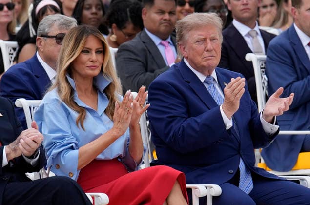 President Donald Trump and first lady Melania Trump attend an announcement regarding the administration s new Fostering the Future program in the Rose Garden at the White House in Washington, DC on Thursday, August 20, 2026.  WASP20260820102 YurixGripas
