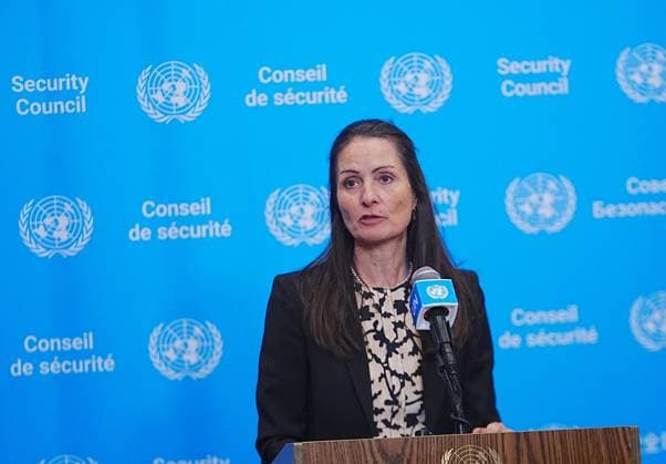 Ambassador Christina Markus Lassen speaks in New York NEW YORK, UNITED STATES - AUGUST 20: Ambassador Christina Markus Lassen, Permanent Representative of Denmark and President of the Security Council for the month of August, talks to the press following informal dialogues between Security Council members and candidates for the position of the next Secretary-General, Olara Otunnu and Ivonne A-Baki at UN Headquarters, New York City, U.S., on Thursday, August 20, 2026. Selçuk Acar Anadolu New York United States. Editorial use only. Please get in touch for any other usage.  Copyright: x2026xAnadoluxSelcukxAcarx