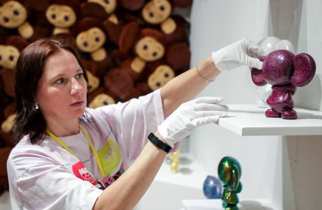 RUSSIA, MOSCOW - AUGUST 20, 2026: The opening of a new Cheburashka-themed hall at the Super Toys Exhibition at the Kristall House of Culture. The exhibition marks Cheburashka s 60th anniversary. Alyona Bzhakhova TASS  96391650