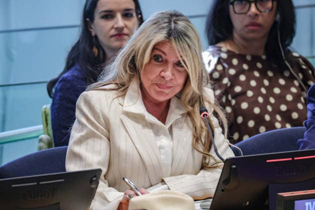August 20, 2026, New York, New York, United States: Ecuadorean diplomat IVONNE A-BAKI, candidate for the position of United Nations Secretary-General, addresses an informal dialogue with Member States at UNHQ. A-Baki outlined her vision for the United Nations, emphasizing conflict prevention, institutional renewal and a more representative multilateral system. She is seeking to succeed Secretary-General ANTONIO GUTERRES, whose second term concludes at the end of 2026. New York United States - ZUMAo116 20260820_znp_o116_002 Copyright: xBiancaxOterox