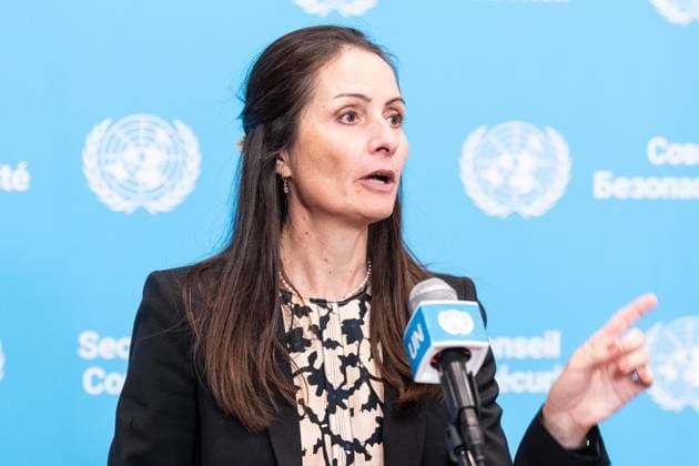 August 20, 2026, New York, New York, USA: Ambassador Christina Markus Lassen Denmark and President of the Security Council for the month of August speaks during press encounter at Security Council stakeout at UN Headquarters in New York, NY on August 20, 2026. Ambassador addressed dialogues between Security Council members and candidates for the position of the next Secretary-General: Mr. Olara Otunnu and Ms. Ivonne A-Baki. New York USA - ZUMAr339 20260820_znp_r339_010 Copyright: xLevxRadinx