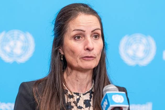 August 20, 2026, New York, New York, USA: Ambassador Christina Markus Lassen Denmark and President of the Security Council for the month of August speaks during press encounter at Security Council stakeout at UN Headquarters in New York, NY on August 20, 2026. Ambassador addressed dialogues between Security Council members and candidates for the position of the next Secretary-General: Mr. Olara Otunnu and Ms. Ivonne A-Baki. New York USA - ZUMAr339 20260820_znp_r339_012 Copyright: xLevxRadinx