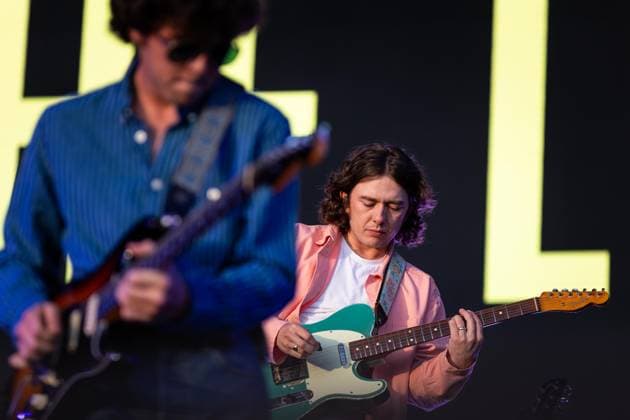 The Lathums live at Vilar de Mouros Festival - 20 Aug 2026 Guitarists Scott Concepcion and Matty Murphy of the British indie?rock band The Lathums perform together during the third day of the Vilar de Mouros Festival. Vilar de Mouros Portugal Copyright: xDiogoxBaptistax xSOPAxImagesx DB_TheLathums20260820_004