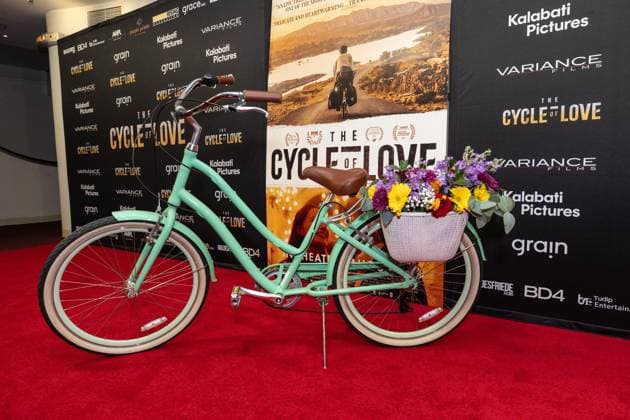 August 20, 2026, Bronx, New York, USA: Set up with bicycle for premiere of The Cycle of Love at DGA Theater in New York on August 20, 2026. Bronx USA - ZUMAr339 20260820_znp_r339_021 Copyright: xLevxRadinx