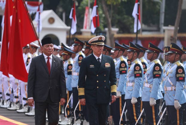 Chinese Defense Minister Dong Jun meets Indonesian counterpart in Jakarta JAKARTA, INDONESIA - AUGUST 21: Indonesian Defense Minister Sjafrie Sjamsoeddin (L) walks with Chinese Defense Minister Admiral Dong Jun during a welcoming ceremony at the Indonesian Ministry of Defense headquarters in Jakarta, Indonesia, on Friday, August 21, 2026. Dong Jun’s visit aims to strengthen bilateral relations and discuss various forms of military cooperation. Eko Siswono Toyudho Anadolu Jakarta Indonesia. Editorial use only. Please get in touch for any other usage.  Copyright: x2026xAnadoluxEkoxSiswonoxToyudhox