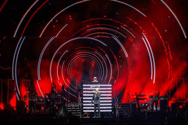 Pet Shop Boys live in Oslo Oslo, Norway. 20th, August 2026. The English synth-pop duo Pet Shop Boys performs a live concert at Unity Arena in Oslo. Here singer Neil Tennant is seen live on stage with musician Chris Lowe. Norway, Oslo, Unity Arena  Copyright: xGonzalesxPhoto KetilxMartinsenx