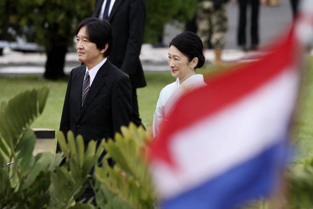 Japan crown prince, crown princess in Paraguay Japan s Crown Prince Fumihito and Crown Princess Kiko visit Palacio de Lopez in Asuncion to meet with Paraguay s President Santiago Pena on Aug. 20, 2026, during an official visit to the South American country. (Pool Photo)  A14AA0005626355P