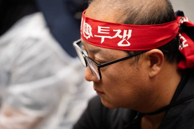 Hyundai Motor s Strike in Seoul, South Korea SEOUL, SOUTH KOREA - AUGUST 21: Hyundai Motor workers take part in a joint strike rally at the company s headquarters in Seoul, South Korea, on August 21, 2026. Hwawon Lee Anadolu Seoul South Korea. Editorial use only. Please get in touch for any other usage.  Copyright: x2026xAnadoluxHwawonxLeex